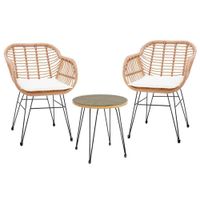 Mueble de Jardín Annie Ratán y Cojines Blancos 3 Pzas