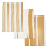 Set de 3 Toallas de Cocina con Diseño de Rayas Amarilla