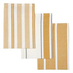 Set de 3 Toallas de Cocina con Diseño de Rayas Amarilla