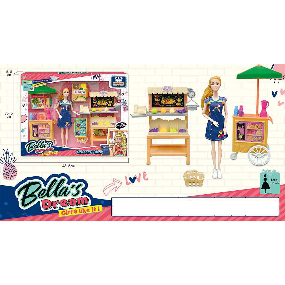 Set de Juego Bella's Dream Tienda de Abarrotes de 29 Cm con Muñeca y Accesorios Set de Muñ…