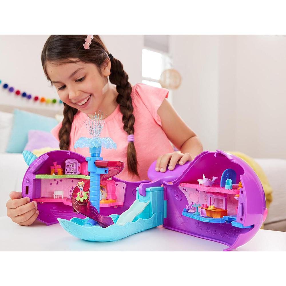 Set de Juego Polly Pocket Sparkle Cove Adventure Bahía Narval Mágico de 15+ Piezas 4+ Años…