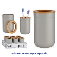 Porta Cepillos en Bambú  Beige con Detalle