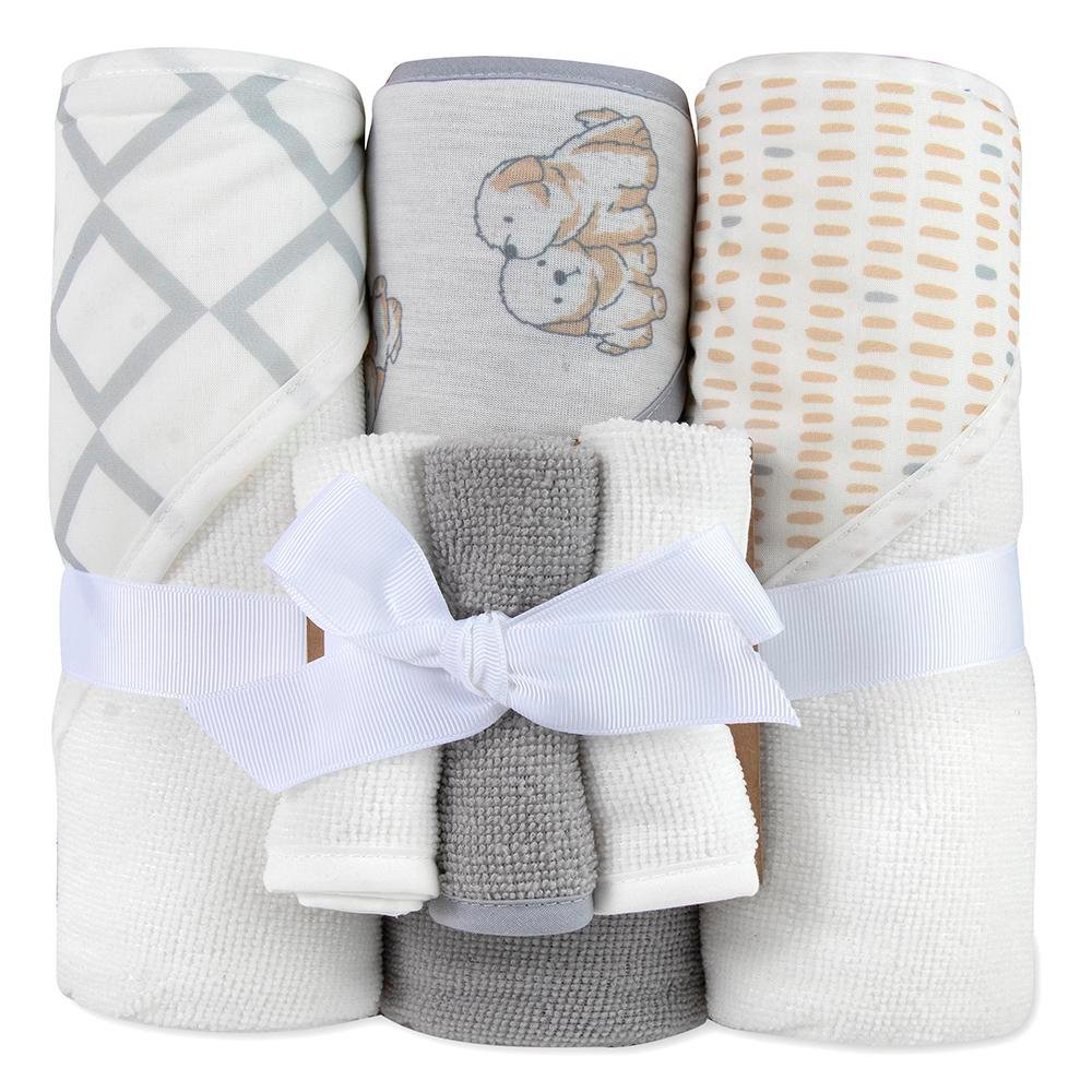 Set deToallas para Bebé Diseño de Animalitos de 6 Piezas Color Gris Set de Toallas Animale…