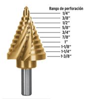 Broca Escalonada de Titanio 10 Escalones 1/4-1 3/8 Plg - Truper Expert