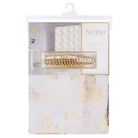 Cortina de Baño París Blanco con Dorado