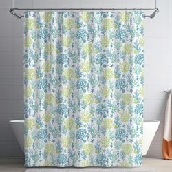Set de Cortina con Ganchos Verde con Celeste
