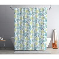 Set de Cortina con Ganchos Verde con Celeste