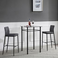 Juego de Comedor Alto Tapizadas Color Gris