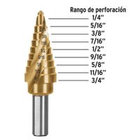Broca Escalonada de Titaneo 9 Escalones 1/4 - 3/4 Plg - Truper Expert