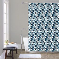 Set de Cortina Estampado Geométrico Liner y Ganchos 14 Pzas