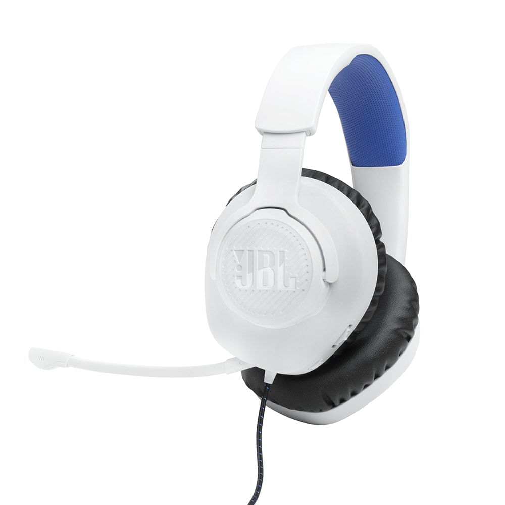Audífonos Alámbricos Quantum 100P Gamer con Conector 3.5 mm Color Blanco y Azul