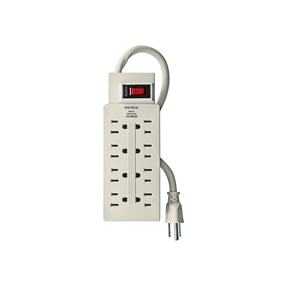 Regleta Multicontacto de 8 Salidas Aterrizadas con Interruptor en Color Blanco