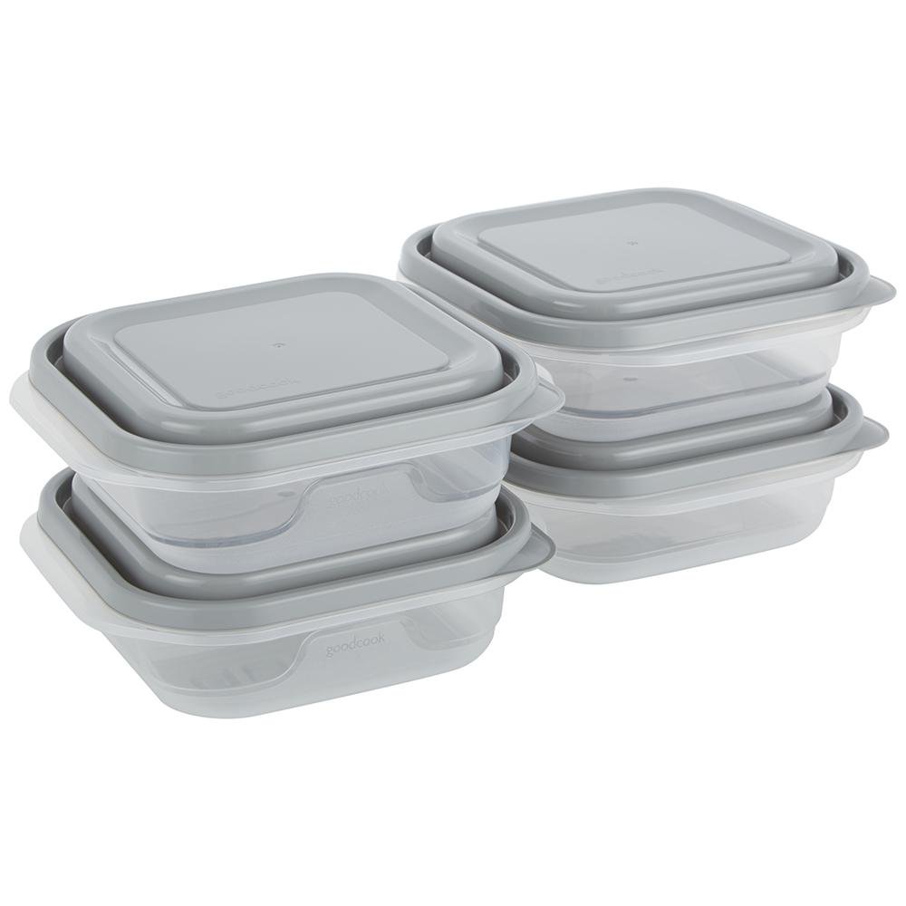 Set de 4 Contenedores Medianos con Tapadera Color Gris