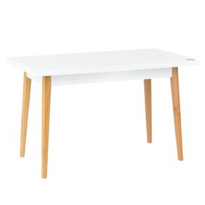 Mesa Comedor Blanco con Patas de Madera