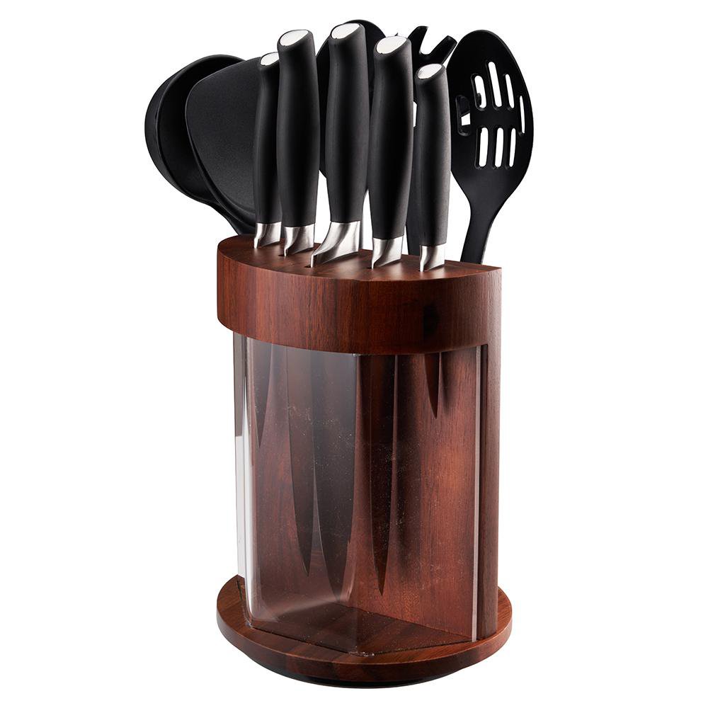 Set de 11 Cuchillos y Utensilios con Base para Cocina
