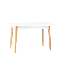 Mesa Comedor Blanco con Patas de Madera