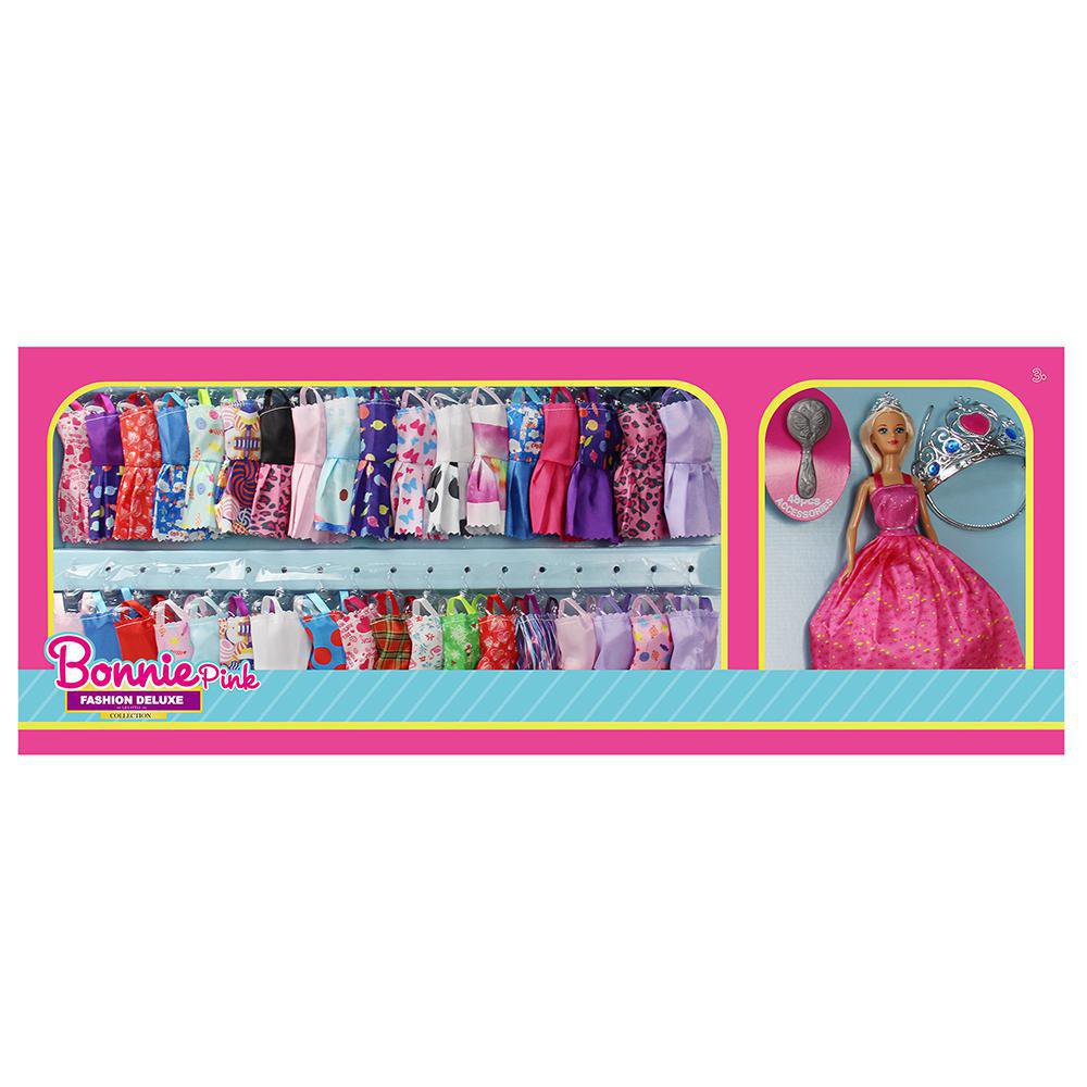 Muñeca Bonnie Pink Fashion Deluxe de 30 Cm con 48 Vestidos y Accesorios Muñeca Bonnie Pink…