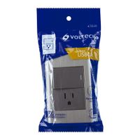 Tomacorriente e Interruptor 1.5 Módulos Lisboa Acero - Volteck