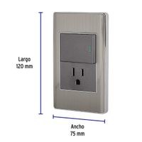 Tomacorriente e Interruptor 1.5 Módulos Lisboa Acero - Volteck
