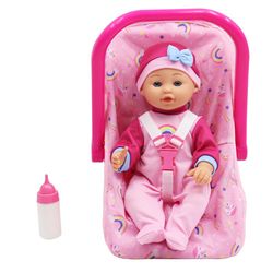 Muñeca Bebé con Porta bebé y Biberón