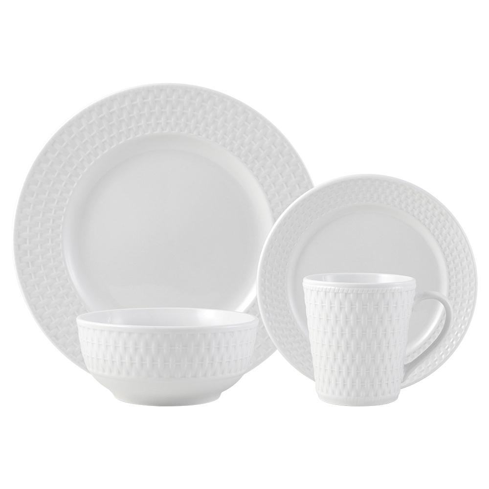 Set de Vajilla Weave de 16 Piezas Color Blanco