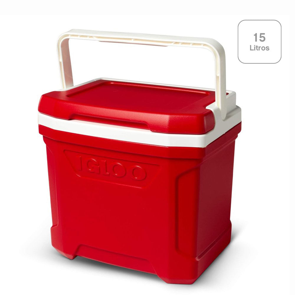 Hielera Cuadrada Rígida Profile II de 15 Litros con Asa Plegable y Drenaje Roja