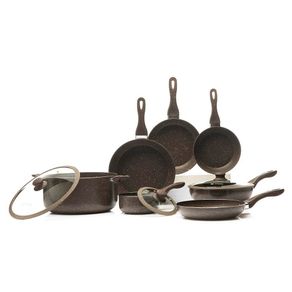 Batería de Cocina de 7 Pzas + Set de 3 Sartenes de 20/24/28 Cm