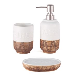 Set de 3 Piezas para Baño Blanco con Café