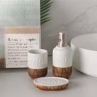 Set de 3 Piezas para Baño Blanco con Café