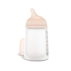Biberón de Vidrio con Tetina de Silicona Beige 240 Ml