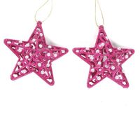 Set de 2 Adornos Estrellas Fucsia 10 Cm