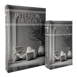 Caja de Libros 2 Pzas Gris 27x18x7 Cm