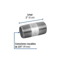 Niple de Acero Galvanizado 3/4 Plg x 2 Plg