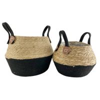 Set de Cestas Negro y Beige 2 Pzas 33x33x24 Cm - Concepts