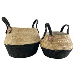 Set de Cestas Negro y Beige 2 Pzas 33x33x24 Cm - Concepts