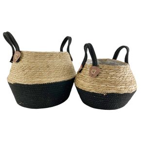 Set de Cestas Negro y Beige 2 Pzas 33x33x24 Cm - Concepts