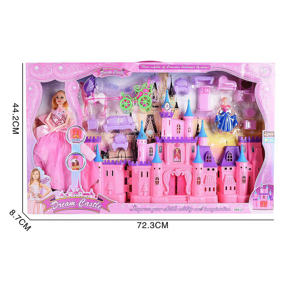 Set de Juego Castillo y Carruaje con Muñecas, Muebles y Accesorios Castillo de Ensueño con…