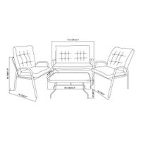 Set de Muebles de Exterior 4 Piezas Rayas Blanco y Azul