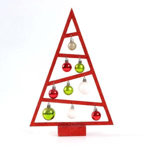 Árbol Decorativo de Madera Rojo con Bombas 2.4 X 37 Cm