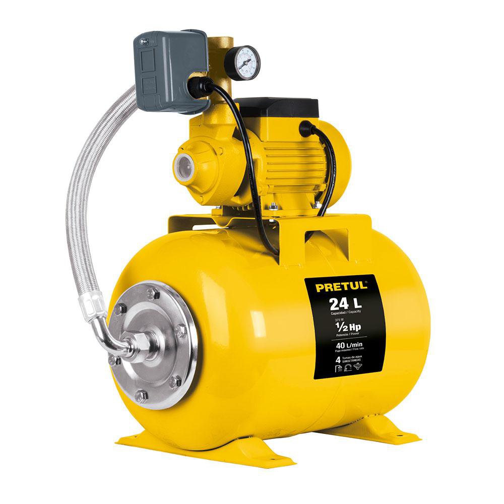 Bomba Hidroneumática con Tanque de 24 L Potencia de 1/2 HP