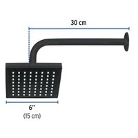 Regadera Cuadrada ABS 6 Plg Negro Mate con Brazo - Foset
