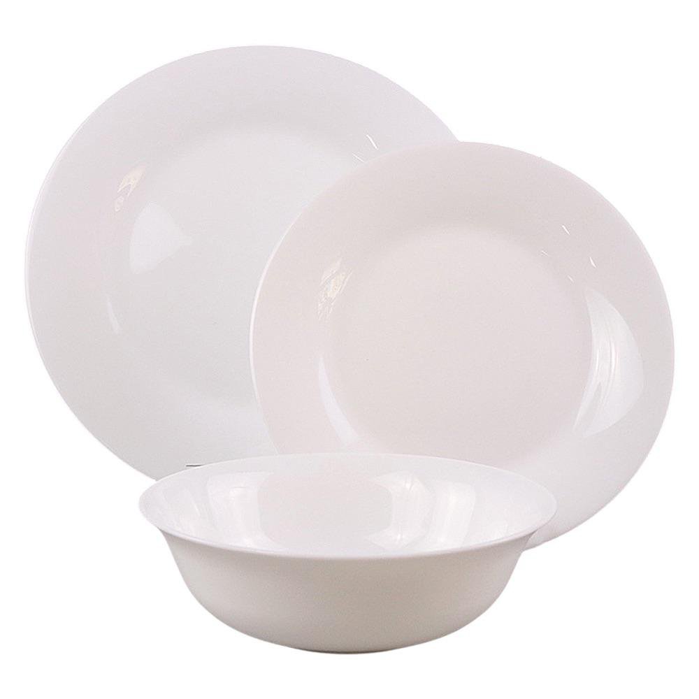Set de Vajilla Opal de Vidrio de 18 Piezas Color Blanco