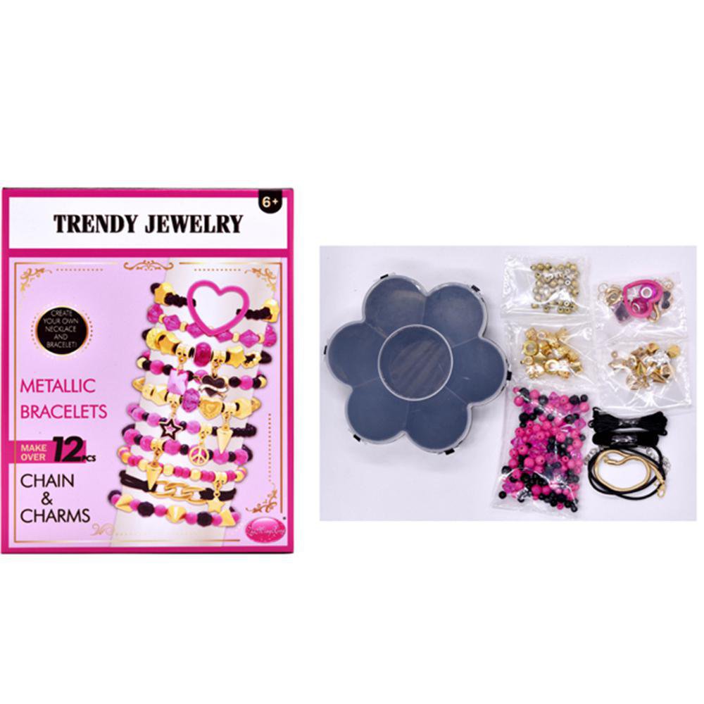Set de Creación de Pulseras Metálicas Trendy Jewelry Chain & Charms de 12 Piezas para 6+ A…