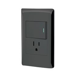 Tomacorriente + Interruptor 1.5 Módulos Lisboa Negro - Volteck