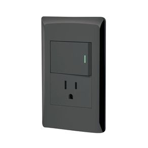 Tomacorriente + Interruptor 1.5 Módulos Lisboa Negro - Volteck
