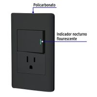 Tomacorriente + Interruptor 1.5 Módulos Lisboa Negro - Volteck
