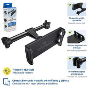 Soporte para Teléfono/Tablet para Carro Negro 6.7x12.5 Cm