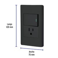 Tomacorriente + Interruptor 1.5 Módulos Lisboa Negro - Volteck