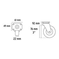 Rodo Polietileno Con Buje 3 Plg Pisada 22 Mm - Fiero