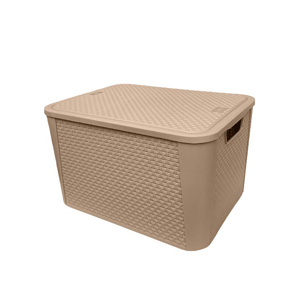 Caja de Plástico Estilo Ratán 7 L Color Beige 7 l